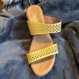 Italian shoe makers yellow sandal wedges